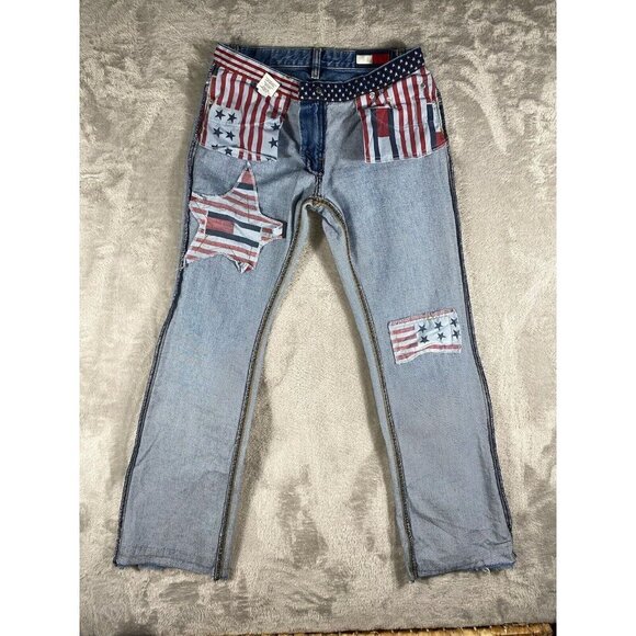 Tommy Hilfiger Women’s American Flag Patchwork Jeans - Size 7 - Picture 3 of 15